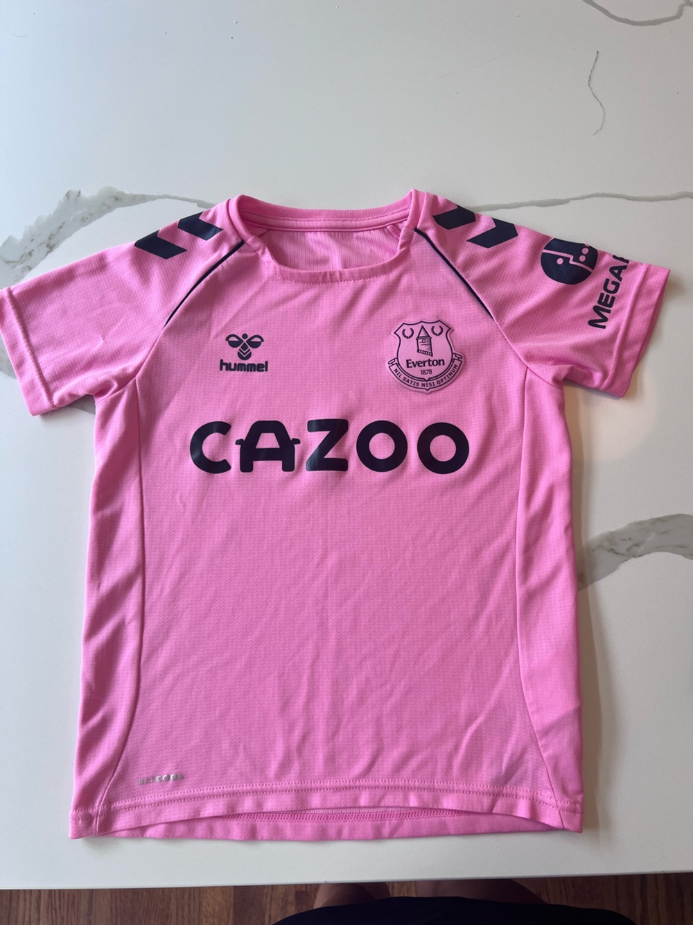 Hummel Kids Pink Everton Football Top with Cazoo Print
